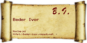 Beder Ivor névjegykártya